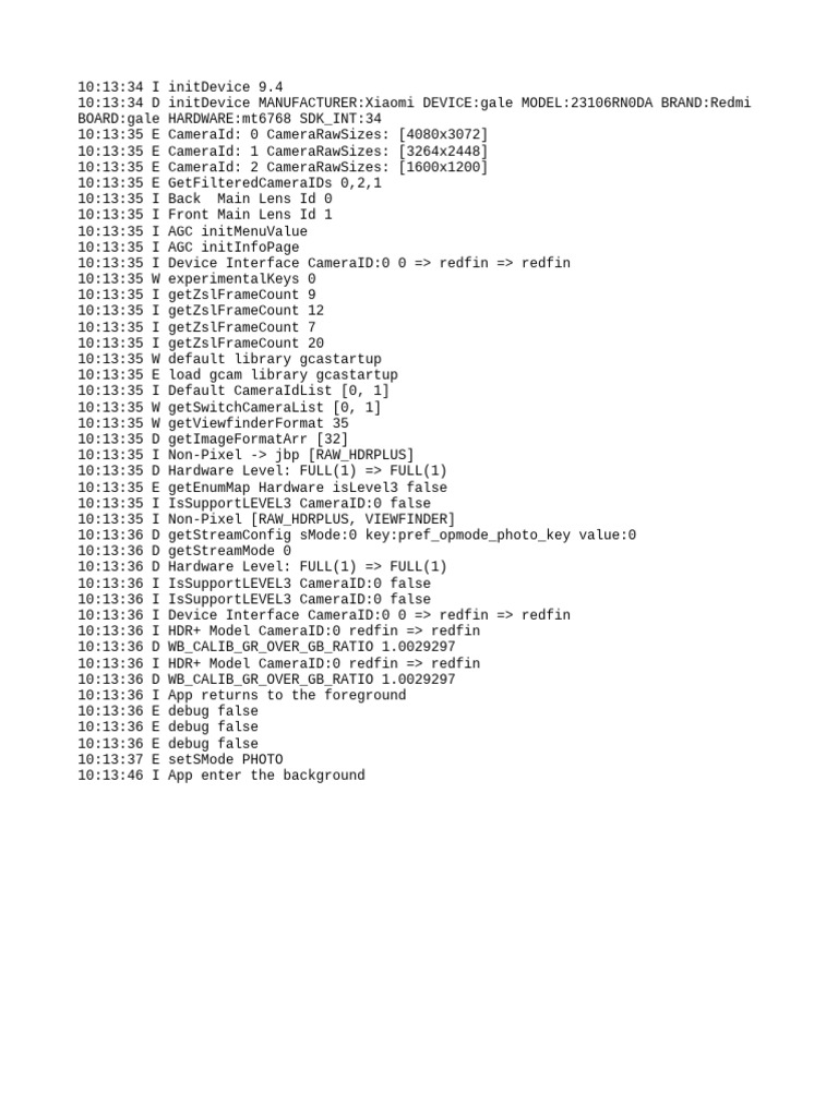 Xiaomi Redmi Camera Initialization Log | PDF | Business