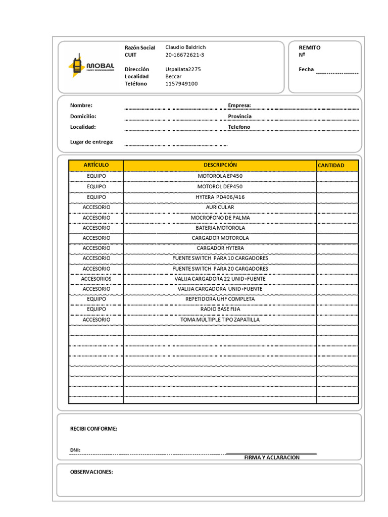 Inventario de Equipos y Accesorios de Radio | PDF
