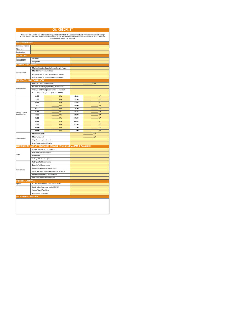 C&I Energy Consumption Checklist | PDF | Electrical Grid | Watt