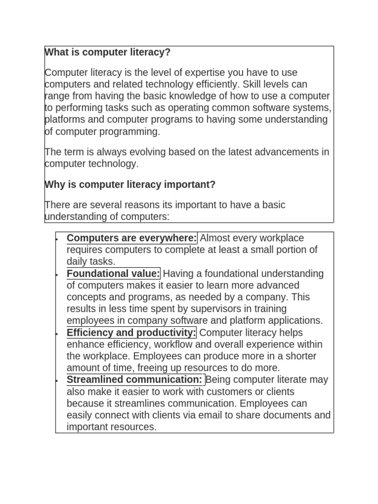 Understanding Computer Literacy Essentials | PDF