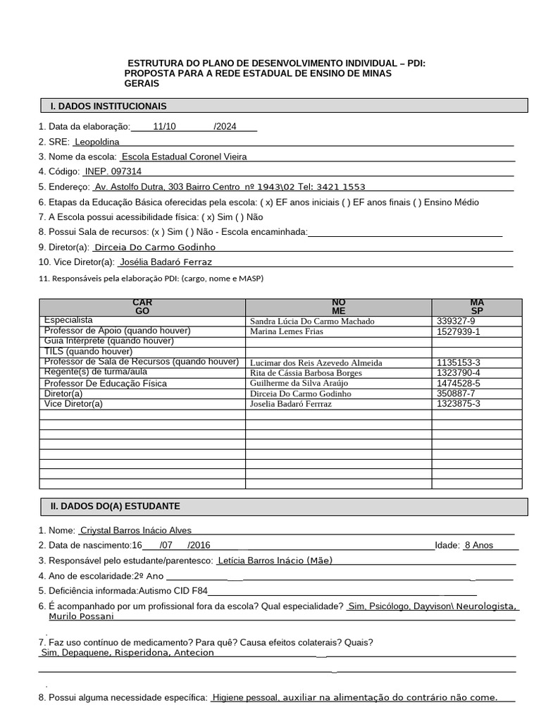 PDI de Acordo Com Resolução 2020 (Modelo) em Word | PDF | Pensamento ...