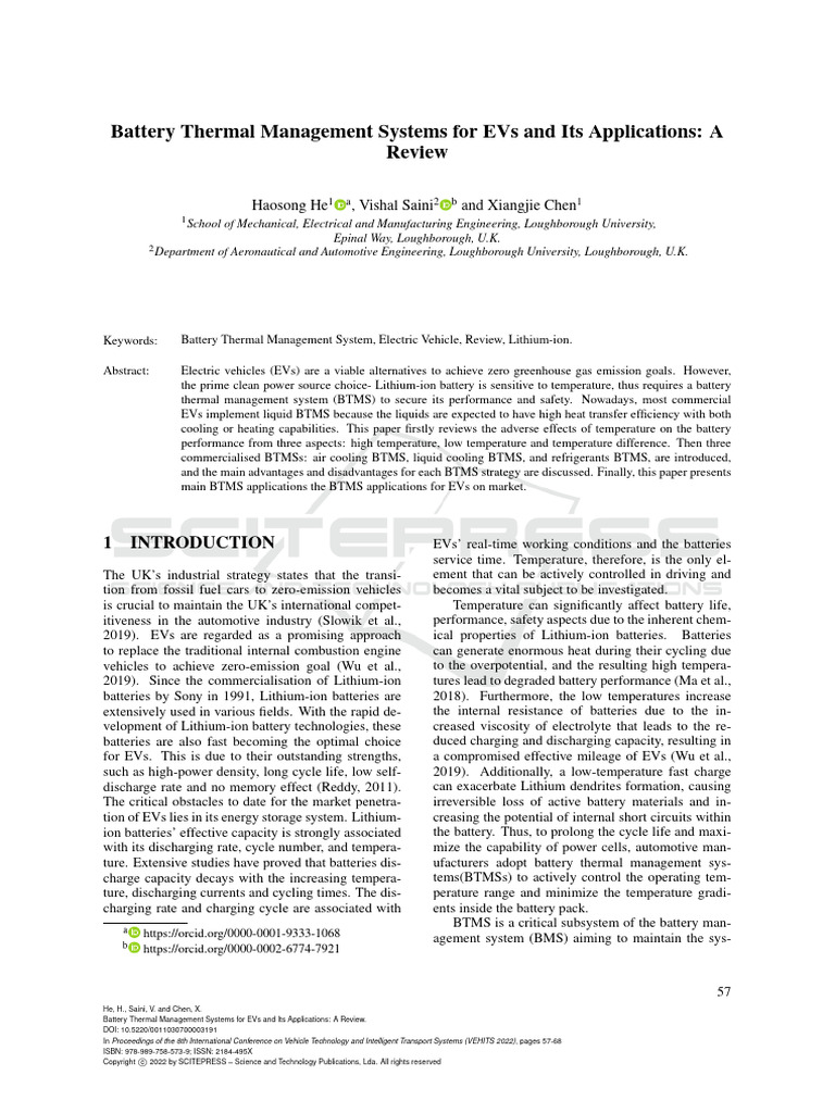 Battery Thermal Management Systems For EVs and Its Applications - A ...