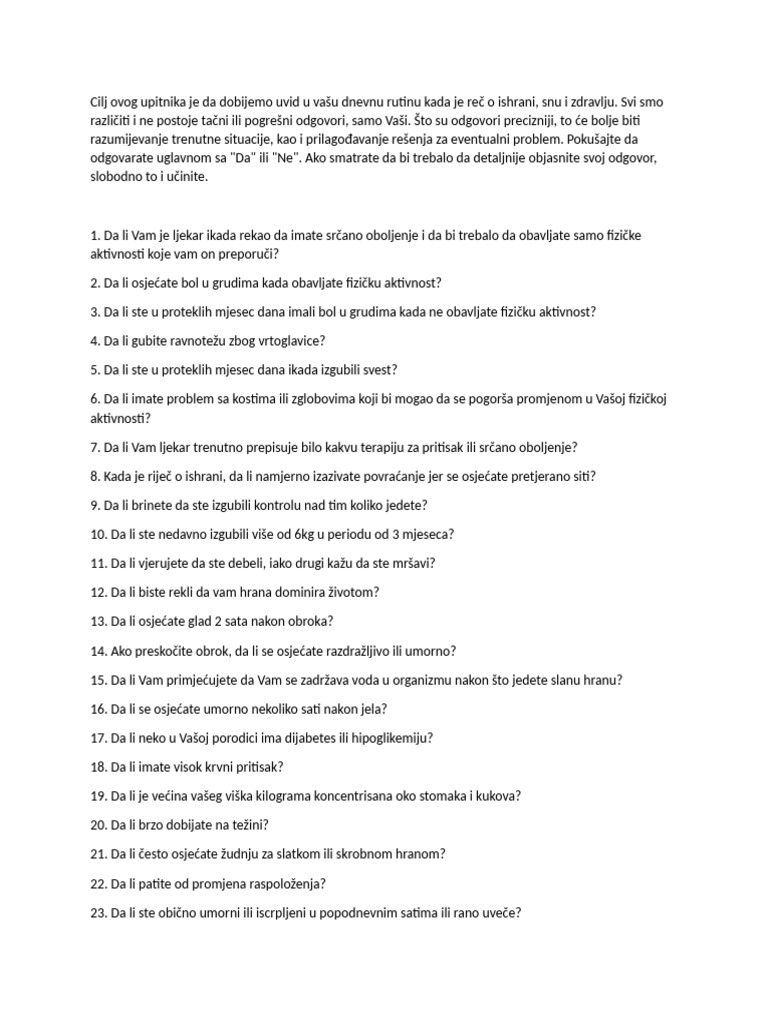 Upitnik Klijenti | PDF