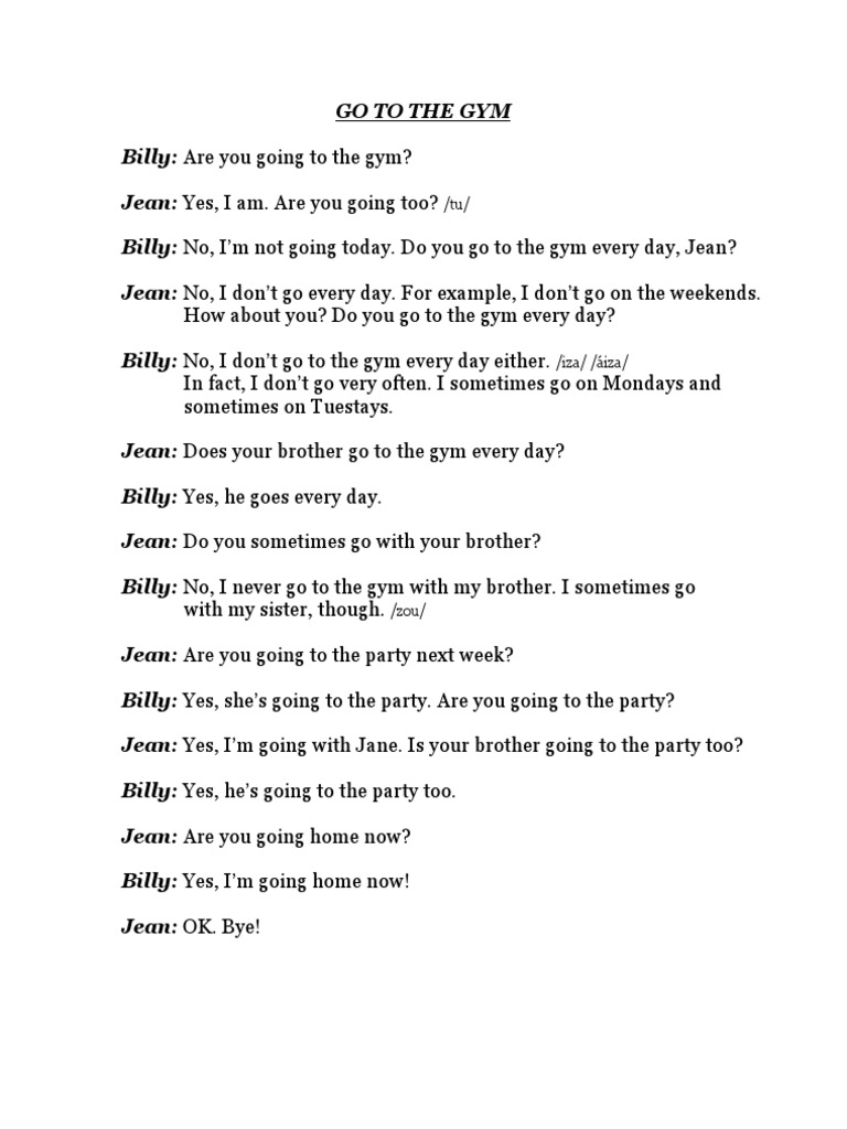 Gym Attendance Conversation | PDF