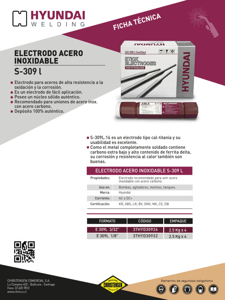 Electrodo S-309L para acero inoxidable | PDF