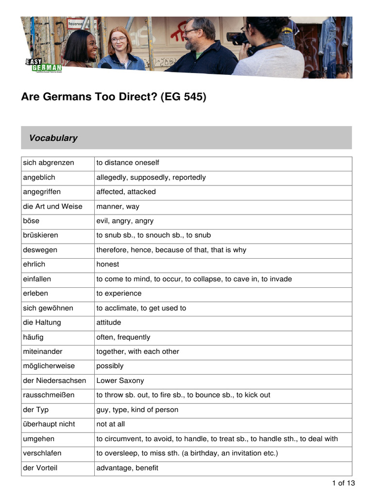 Easy German 545 - Are Germans Too Direct | PDF