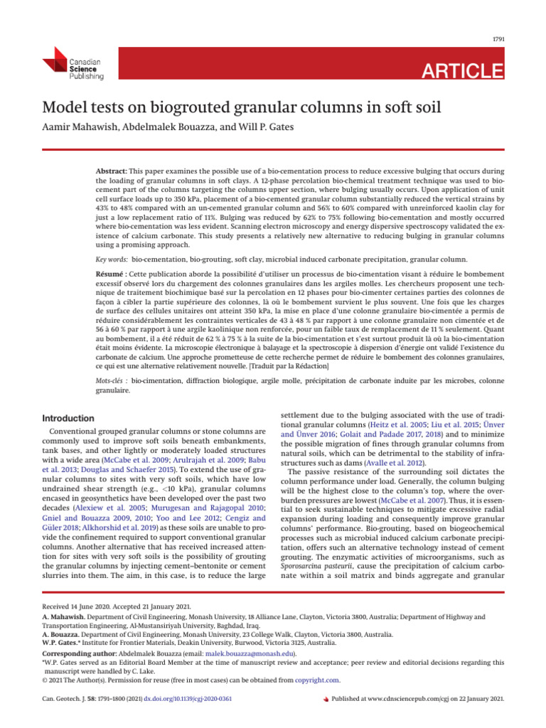 Bio-Cementation for Granular Columns | PDF | Applied And ...