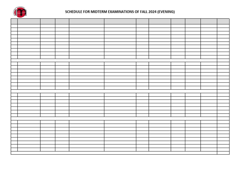 Midterm Examination Schedule - Fall 2024 Evening | PDF | Economies ...