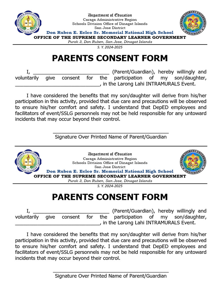 Parent Consent for Intramurals Event | PDF | Wellness