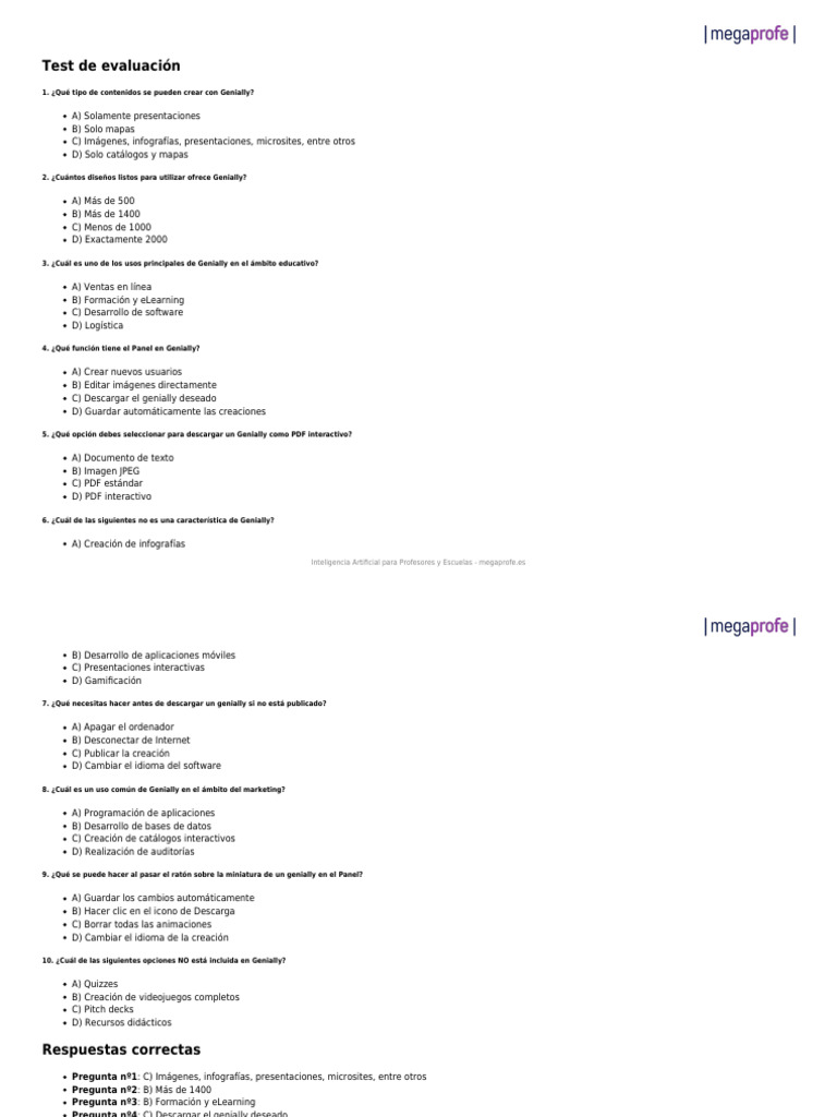 Test Evaluación Genially | PDF | Infografia | Software de la aplicacion
