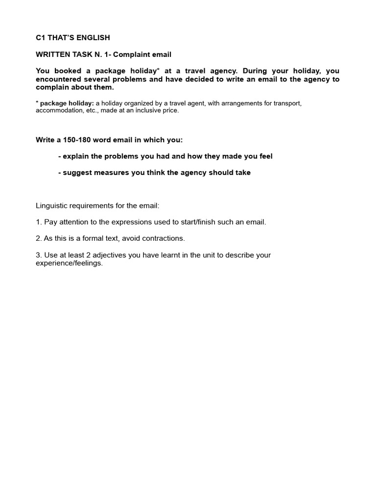 Task 1 Complaint Email | PDF