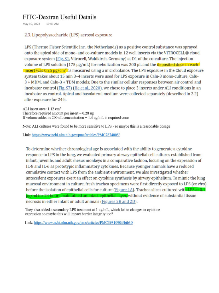 FITC Dextran Notes | PDF