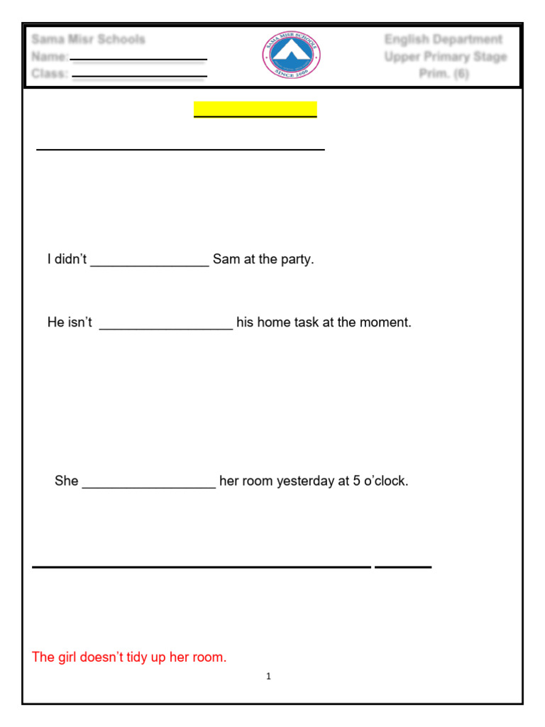 Upper Primary English Revision Sheet | PDF