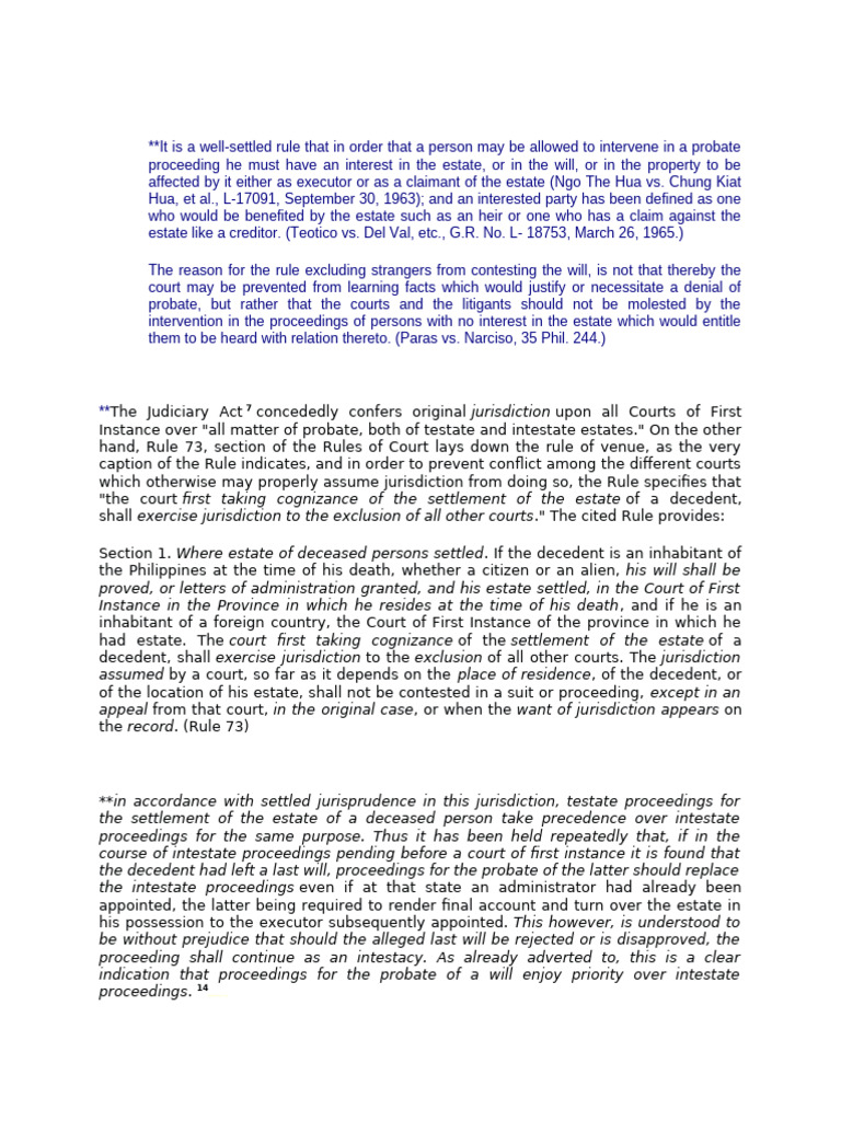 Probate Proceedings and Jurisdiction Rules | PDF | Intestacy | Probate