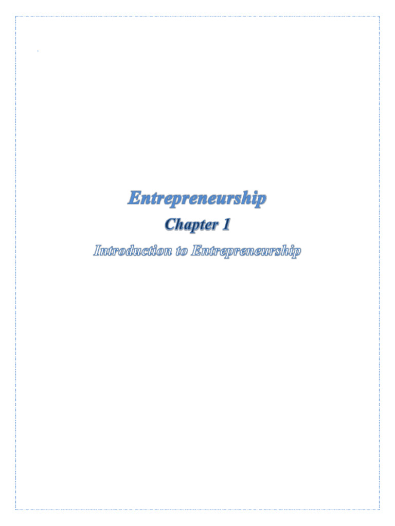 Entrepreneurship CH 1 | PDF