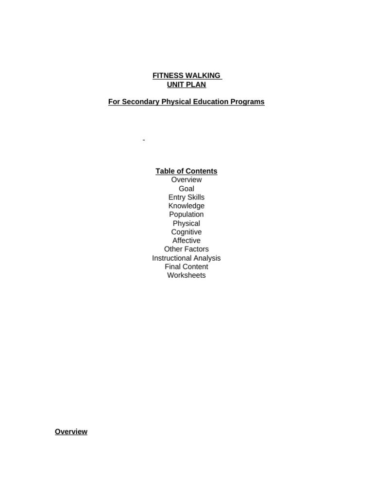 Fitness walking unit plan pdf physical fitness adolescence