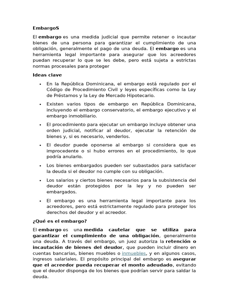 EMBARGOS | PDF | Mandato | Pagos