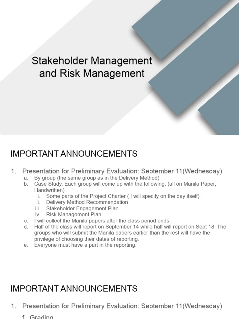 Stakeholder and Risk Management Guide | PDF | Risk | Stakeholder ...