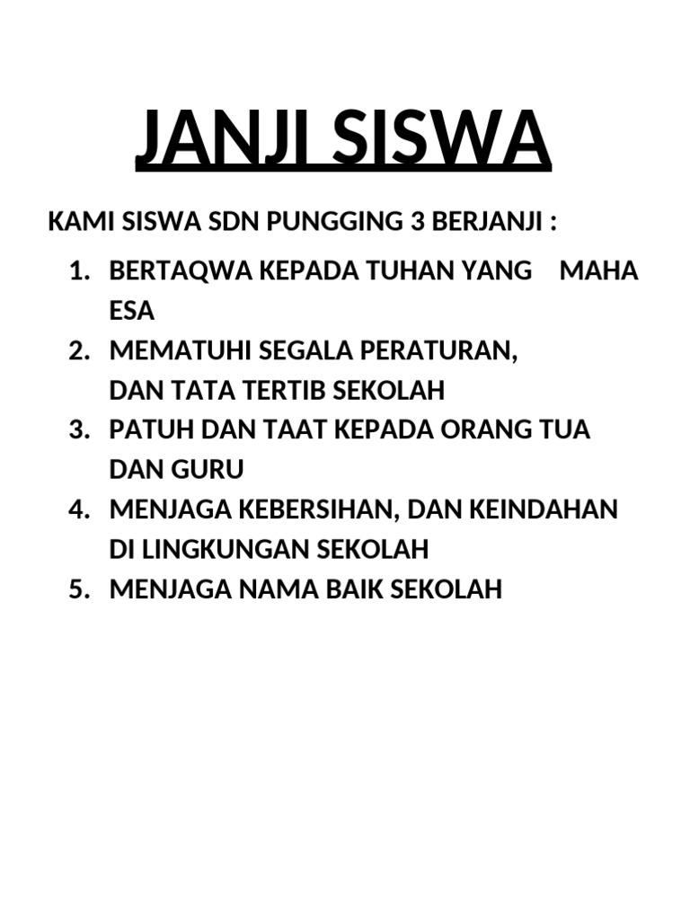 Janji Siswa SDN Pungging 3 Upacara | PDF