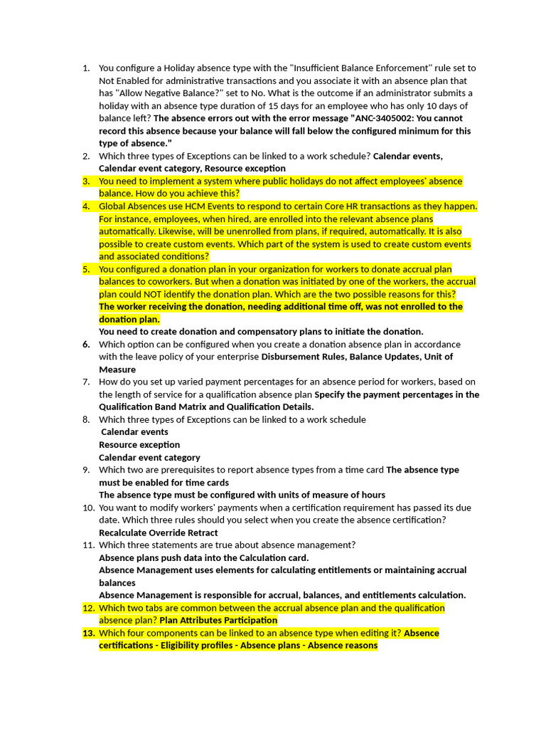 Holiday Absence Configuration Errors | PDF | Employment | Payroll