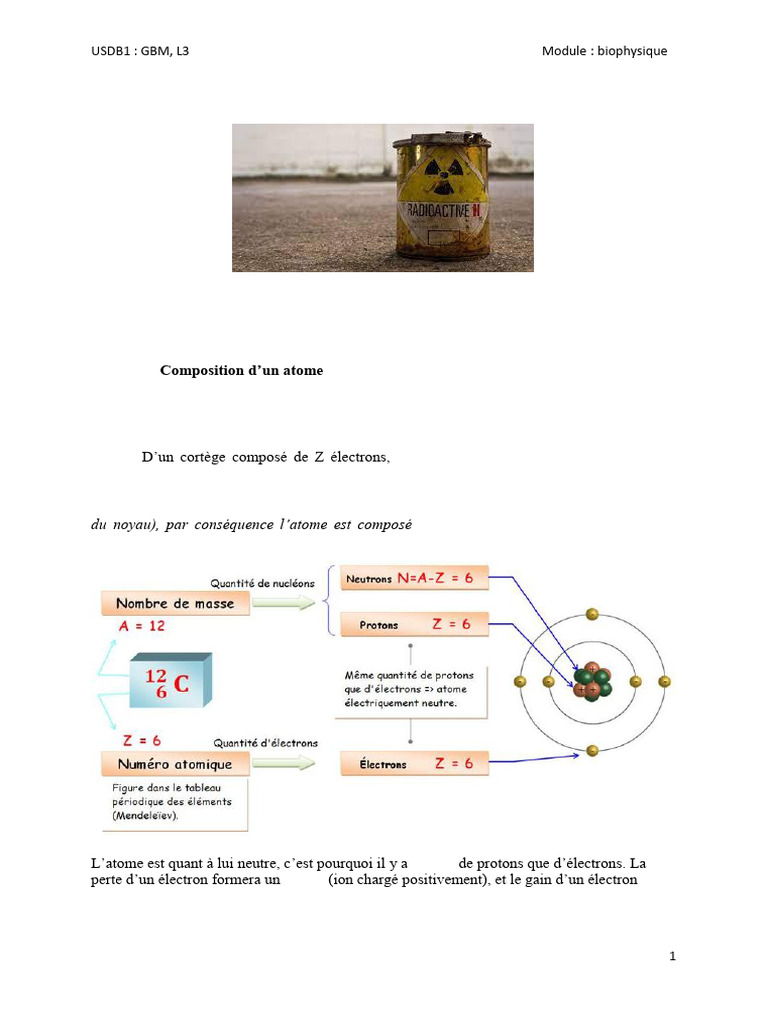 Introduction à la Radioactivité | PDF | Noyau atomique | Radioactivité