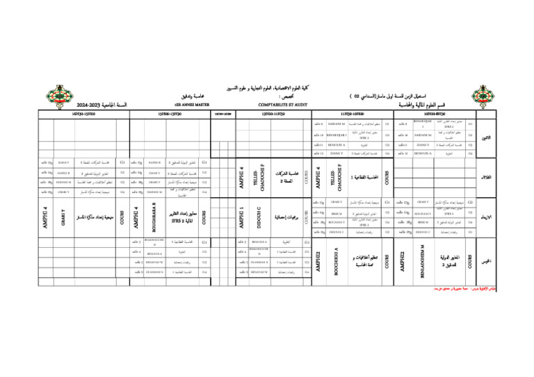 Comptabilite Et Audit 10H00-8H30 11H30-10H00 13H00-11H30 15H00-13H30 ...