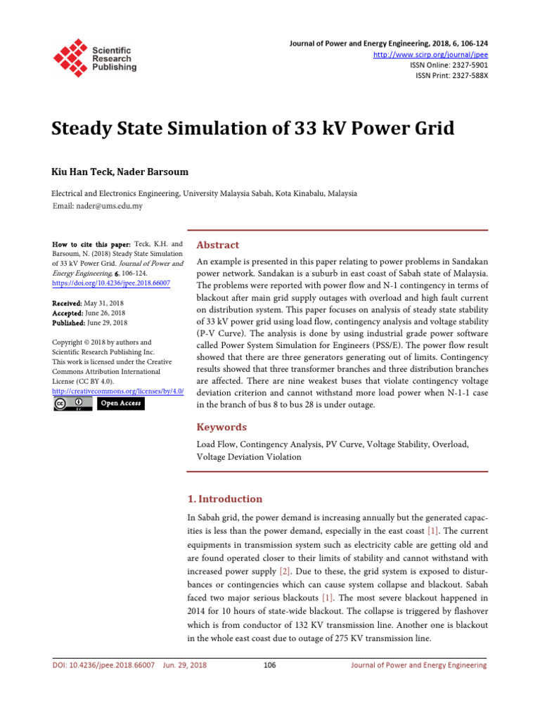 Steady State Simulation of 33 KV Power Grid | PDF | Electric Power ...