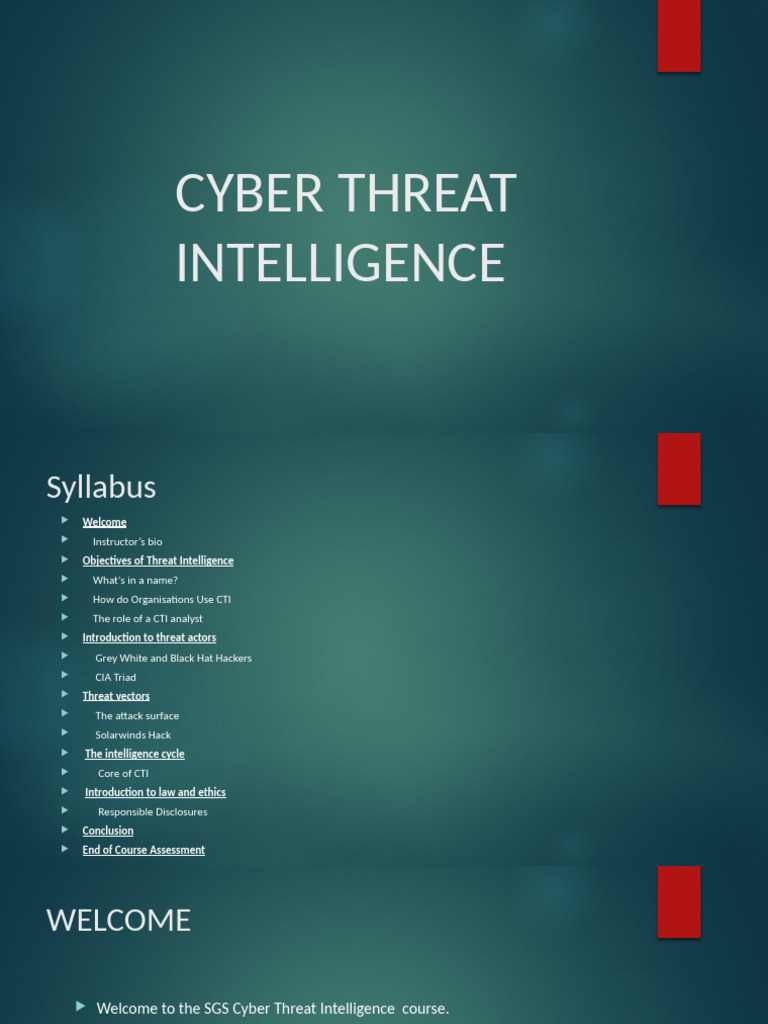 Cyber Threat Intelligence Course Overview | PDF | Security | Computer ...