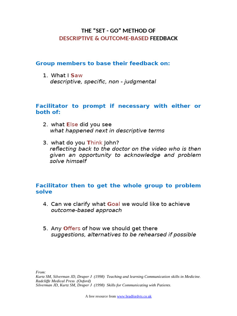 Set-Go Method for Effective Feedback | PDF