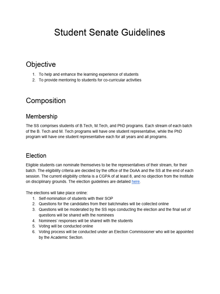 Student Senate Guidelines Overview | PDF | Government