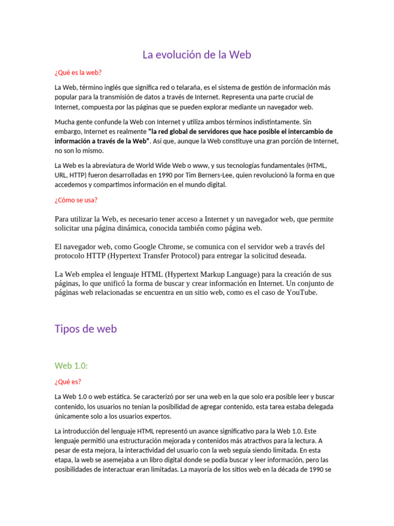 La Evolución de La Web | PDF | Red mundial | Internet y web