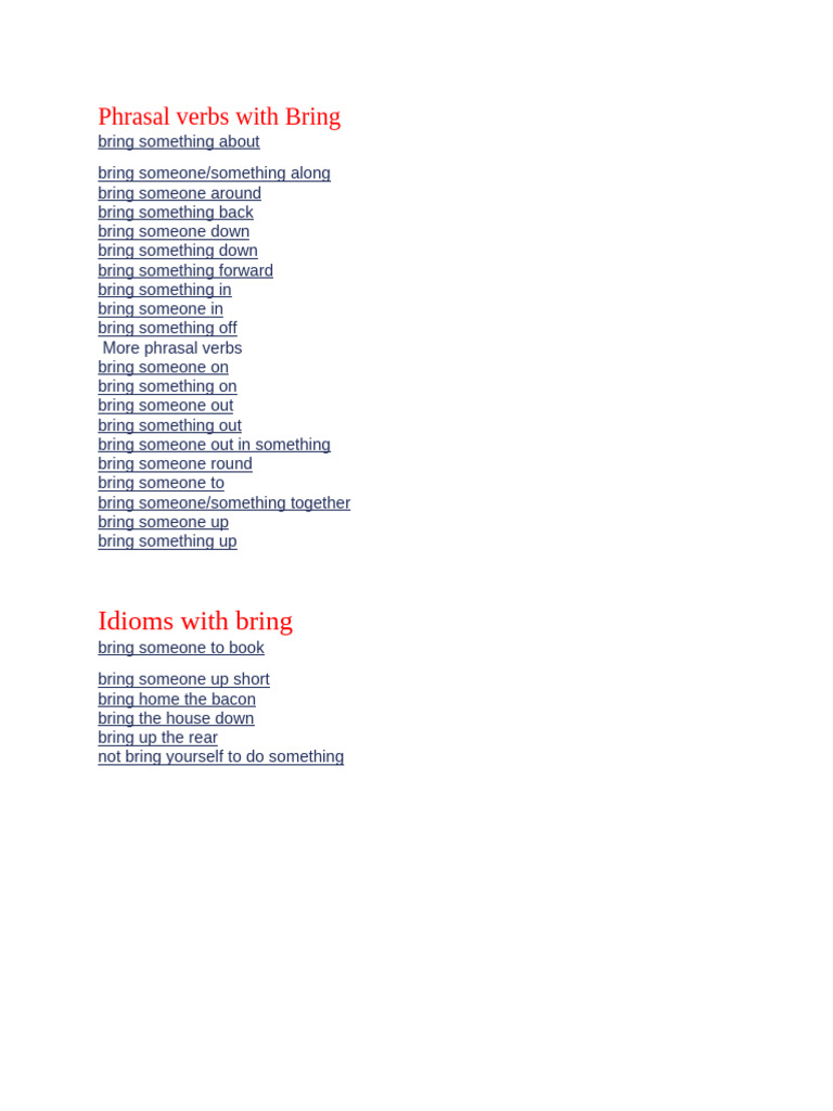 Phrasal Verbs With Bring | PDF