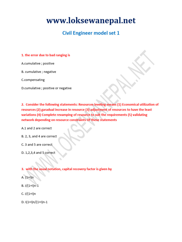 Civil Engineer Set 1 | PDF | Bending | Internal Rate Of Return