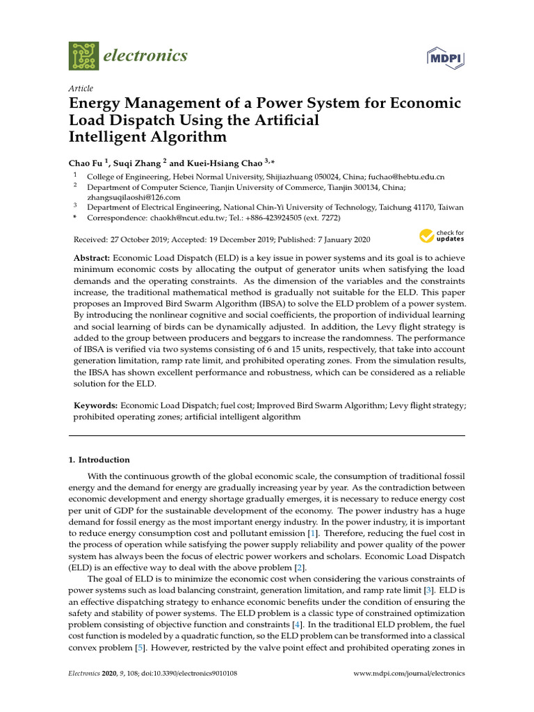 Improved Bird Swarm Algorithm for ELD | PDF | Mathematical Optimization ...