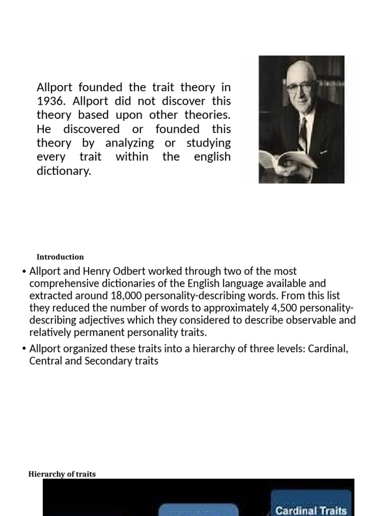 Allport's Trait Theory Overview | PDF | Personality Psychology | Social ...