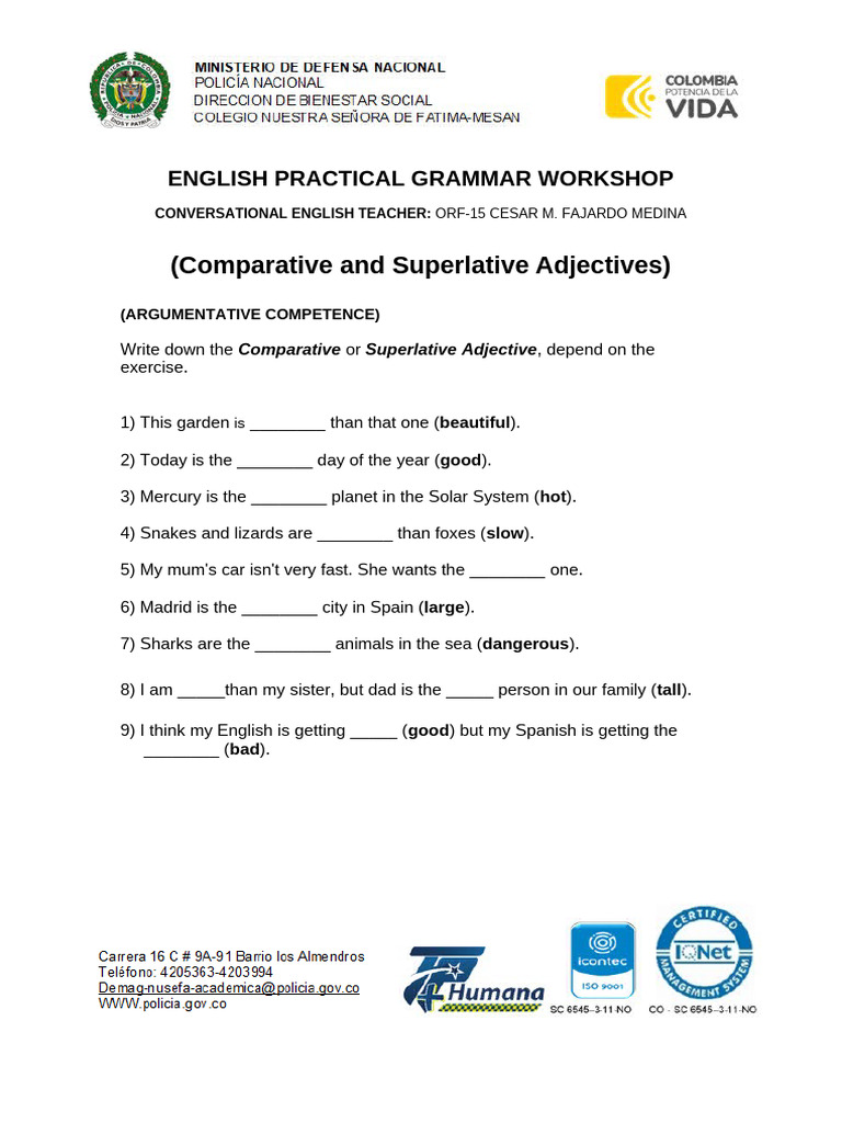COMPARATIVE AND SUPERLATIVE WORDS LIST PDF visual data 7