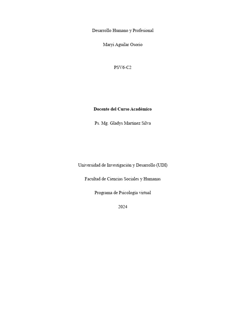 Desarrollo Humano y Profesional | PDF | Autoestima | Adolescencia