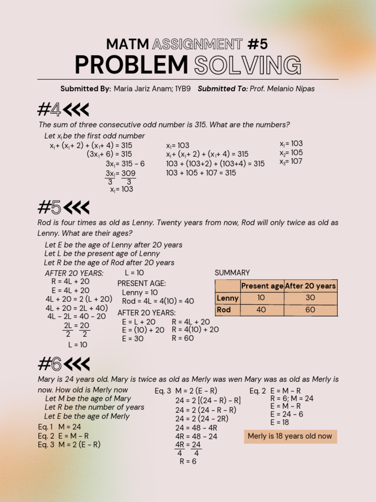 Solving Age and Odd Number Problems | PDF