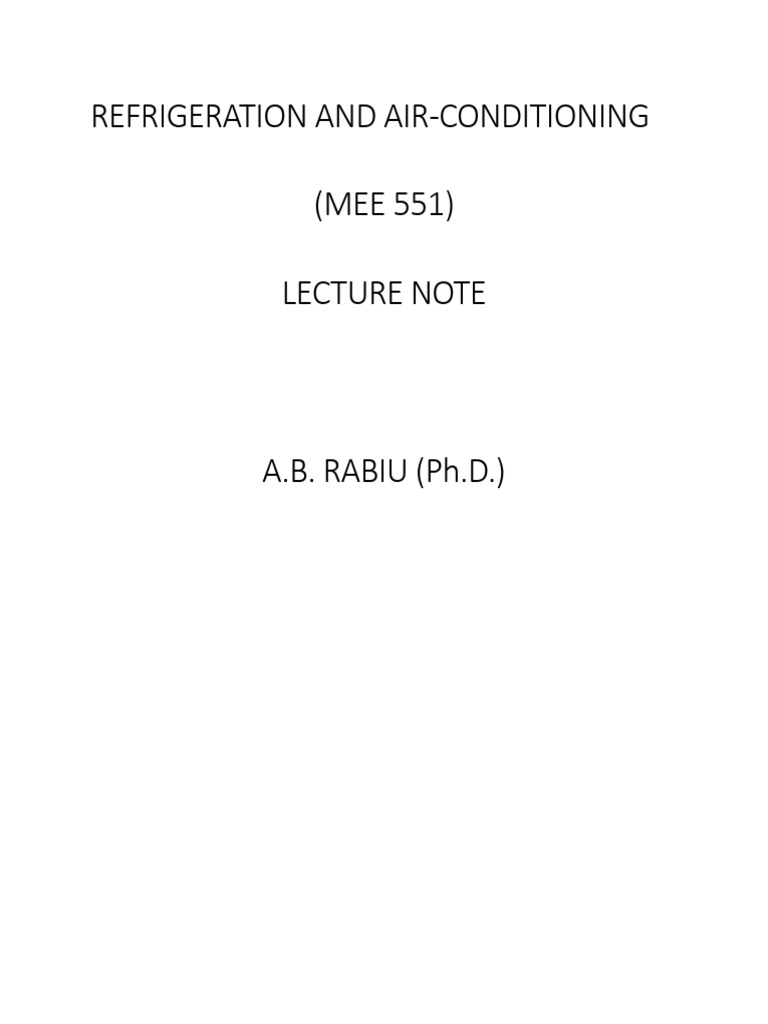 Refrigeration and Air Conditioning Note | PDF | Evaporation | Heat