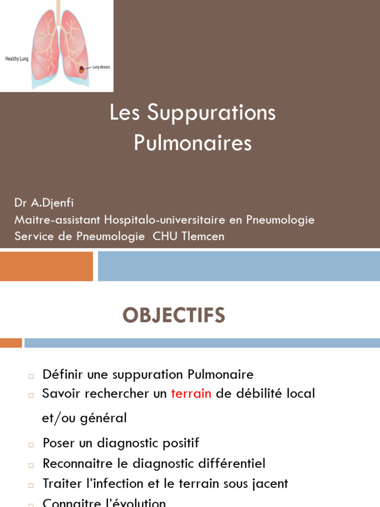 Suppurations Pulmonaires : Diagnostic et Traitement | PDF | Pneumonie ...