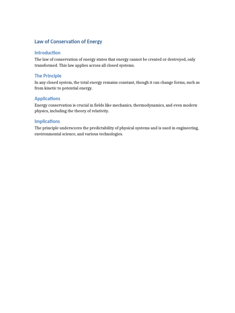 Law of Conservation of Energy | PDF