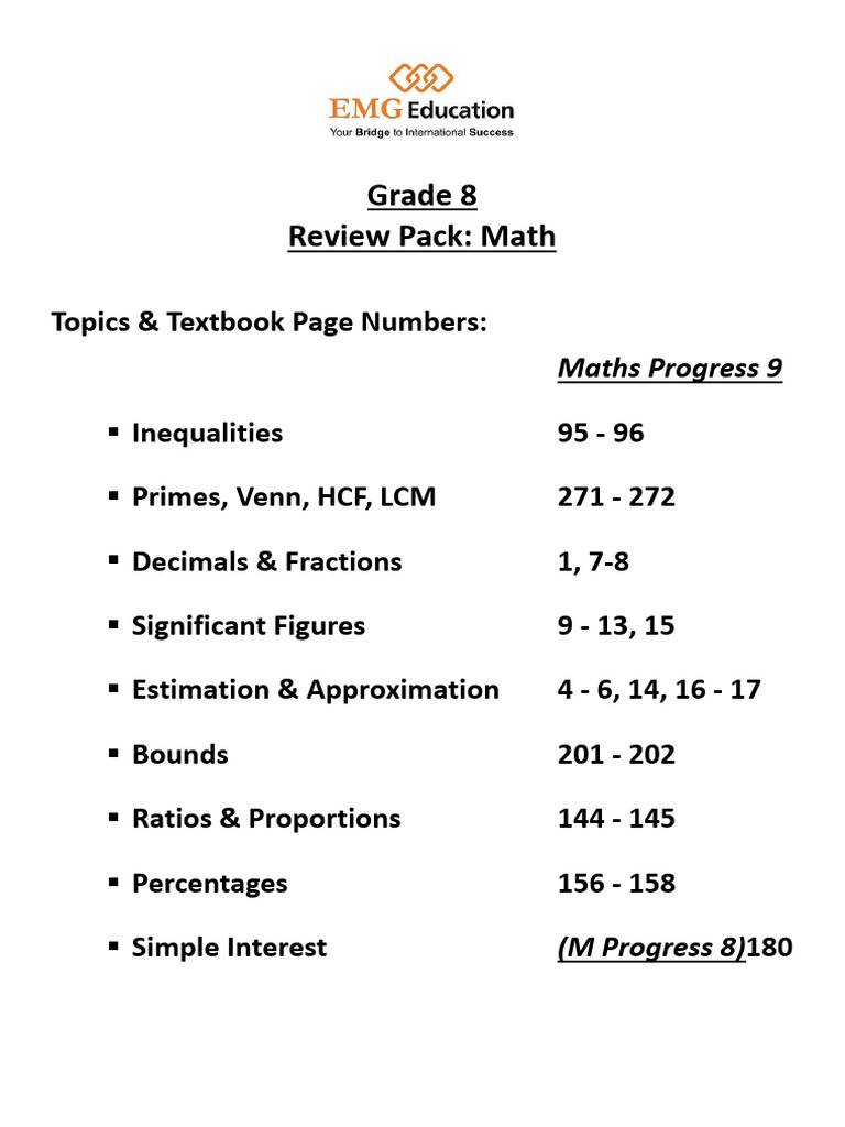 Math Review Pack | PDF