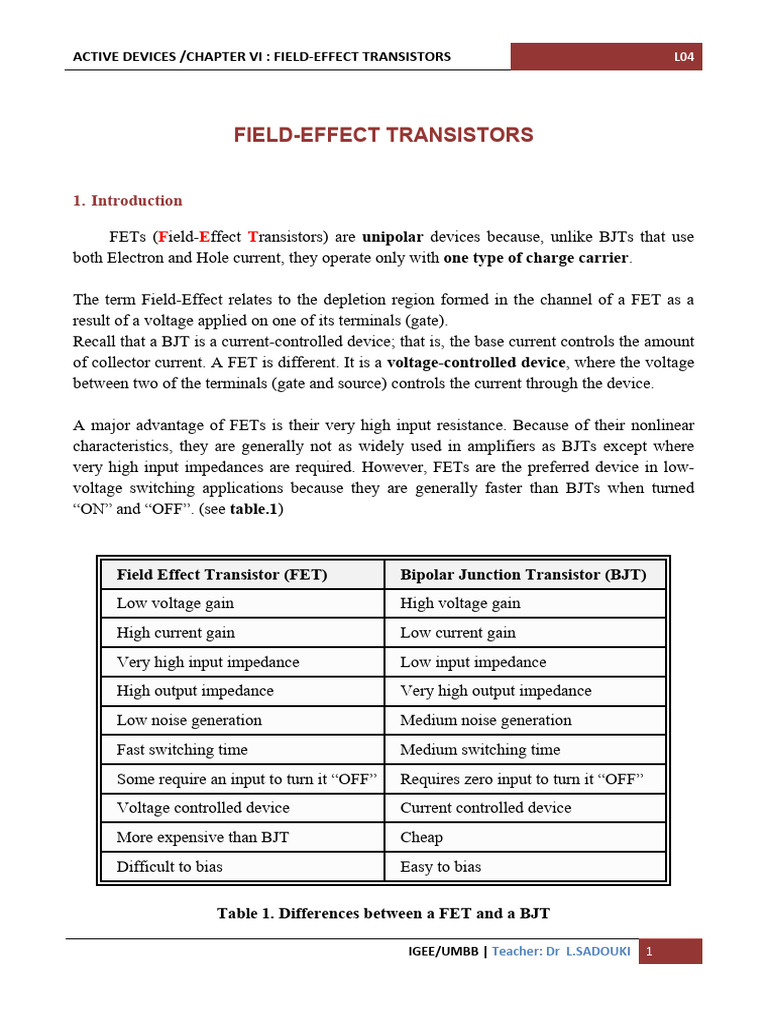 FETs: A Guide for Engineering Students | PDF | Field Effect Transistor ...