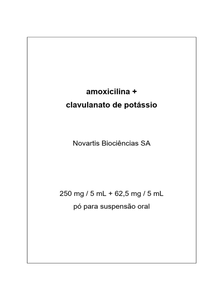 Bula da Amoxicilina + Clavulanato 250mg/5ml | PDF | Alergia | Penicilina