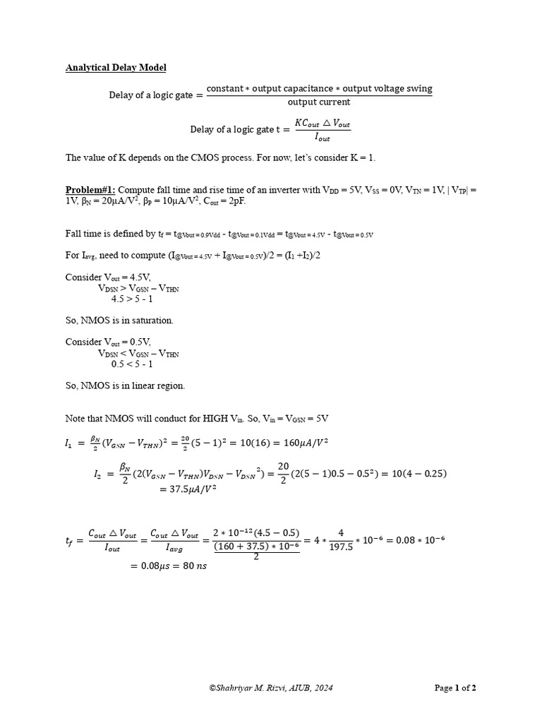 Week2 - Analytical Delay Model | PDF | Digital Electronics | Electrical ...