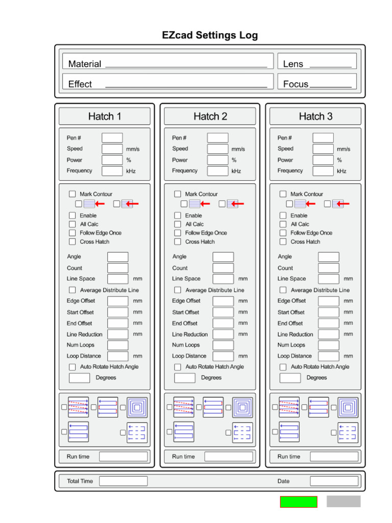 Fillable 2021 EZcad Settings Log | PDF