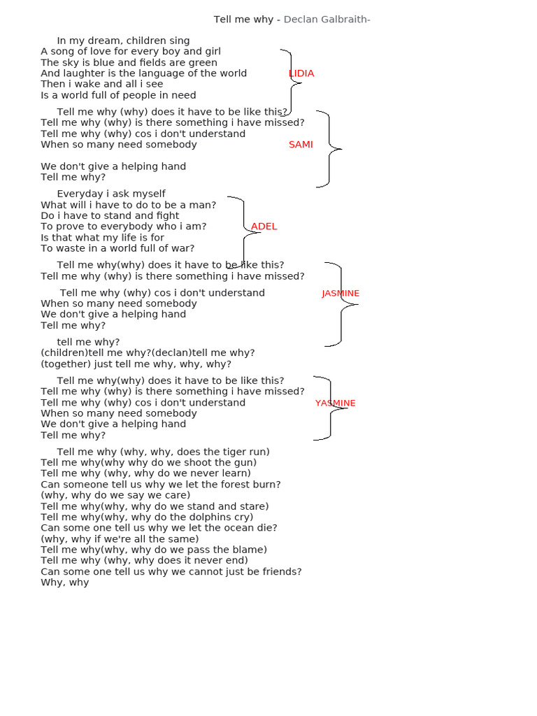 Tell Me Why | PDF