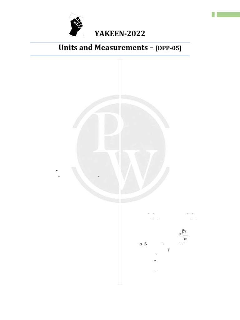 Units & Measurements Quiz DPP-05 | PDF | Significant Figures | Volume