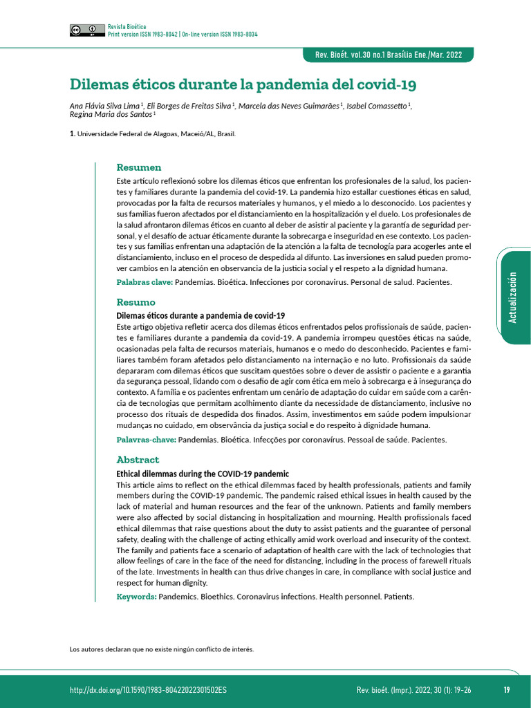 Dilemas éticos en la pandemia de COVID-19 | PDF | Ansiedad | Medicina
