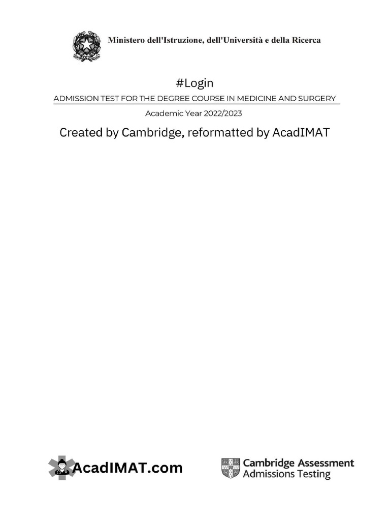2022 IMAT Exam Shuffled Answers AcadIMAT | PDF